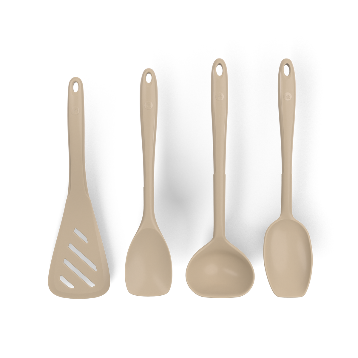 Küchenhelfer-Set 4 tlg. - Design-Schlitzwender L & Soßenlöffel L & Schöpfkelle L & Flexlöffel L