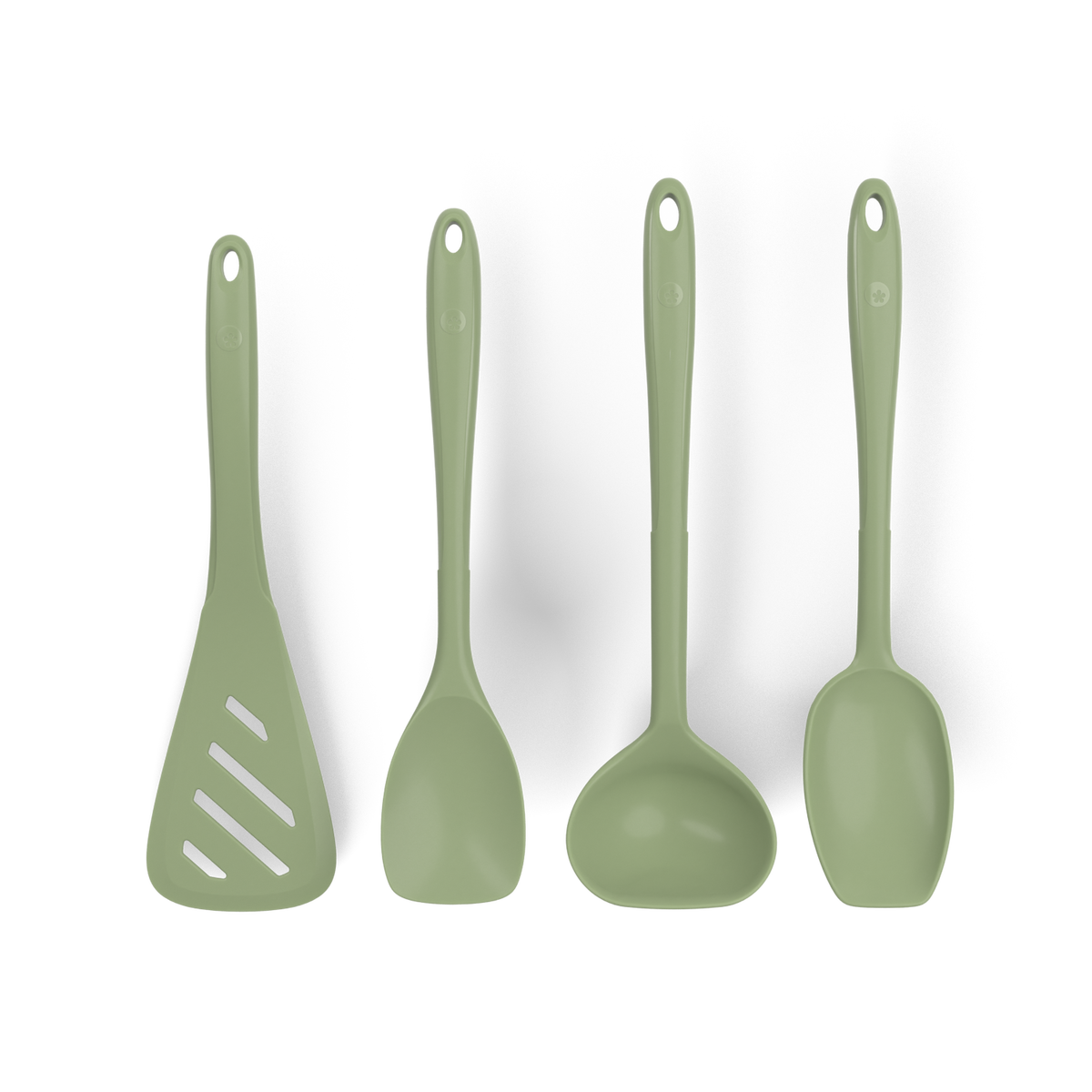 Küchenhelfer-Set 4 tlg. - Design-Schlitzwender L & Soßenlöffel L & Schöpfkelle L & Flexlöffel L