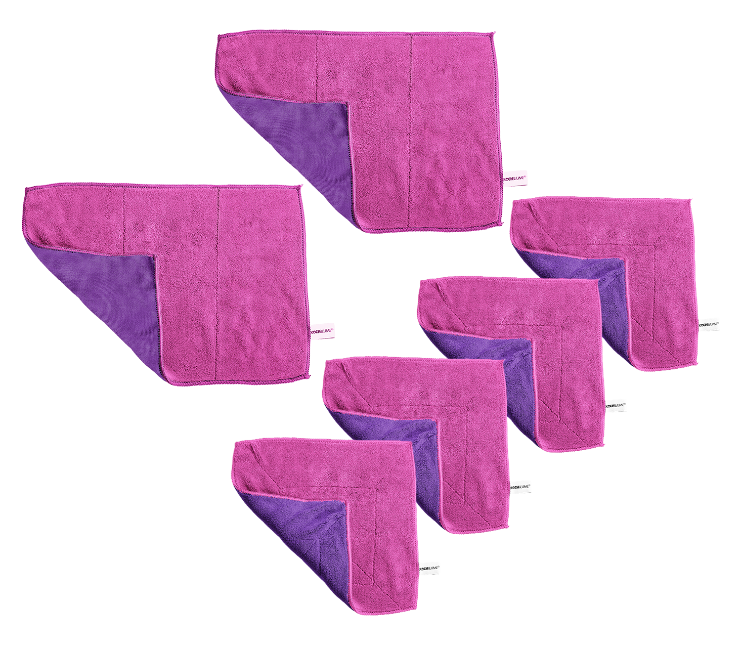 Microfasertuch Set: 2x 60x40cm + 4x 30x30cm - 6-tlg. - pink
